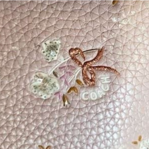 COACH Rogue 25 Floral Sequin Bow Print Handbag Purse - Mauve 29216 EUC - Picture 6 of 10